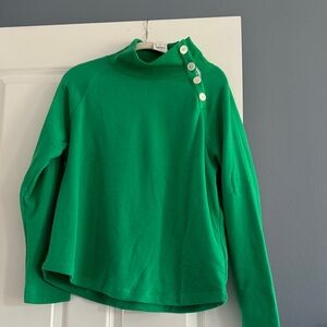 J. Crew Green Button-Detail Sweatshirt